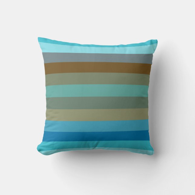 Almofada Retro Surf Stripe 1970s Beach Rainbow   (Frente)