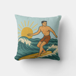 Almofada Retro Surfista da Costa da Califórnia | Prancha de