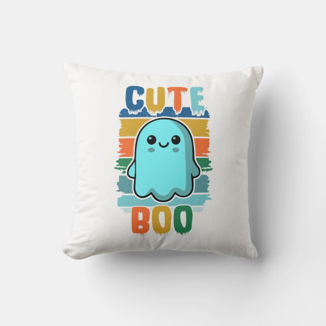 Almofada Retro Vintage Ghost do Dia das Bruxas (Frente)