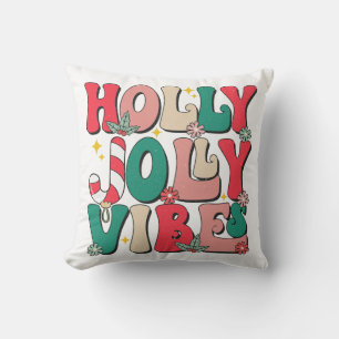 Almofada Retro Vintage Holly Jolly Vibes Festivos