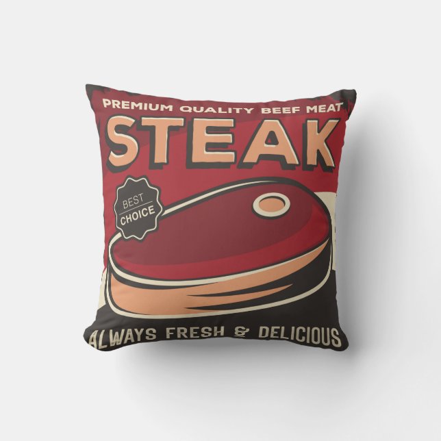 Almofada Retro Vintage Man Cave Fresca Carne Vermelha (Frente)
