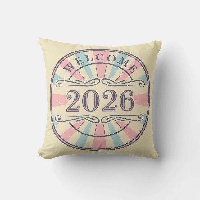 Almofada Retro Welcome 2026 Decorative Pillow (Frente)