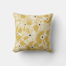 Almofada Retro Wildflower & Diamond Grid Reversible Mustard