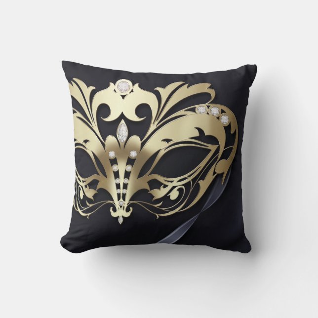 Almofada Reversible filigrana do preto do mascarada (Frente)