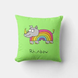 Almofada Rhino Rainbow Funny Cute Kids Rhinoceronte