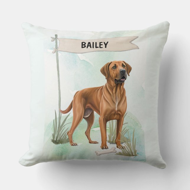 Almofada Rhodesian Ridgeback Watercolor Personalized Dog (Frente)
