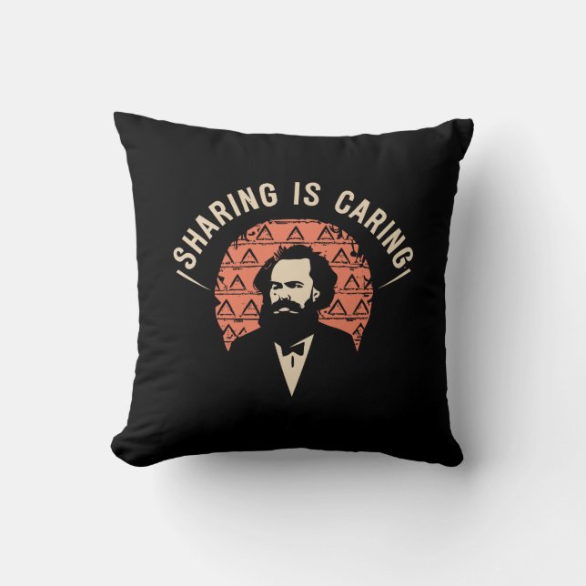 Almofada Ria com Karl Marx Memes - Compartilhar é Important (Frente)