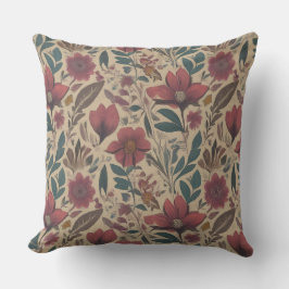 Almofada Rich floral maroon Teal Vintage Standard design