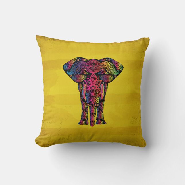 Almofada Rico de Design de Elefante Ornamental (Frente)