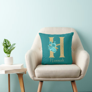 Almofada Rico Dourado e Aqua Floral H