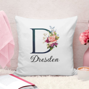 Almofada Rico Floral Monograma - Letra D Personalizada