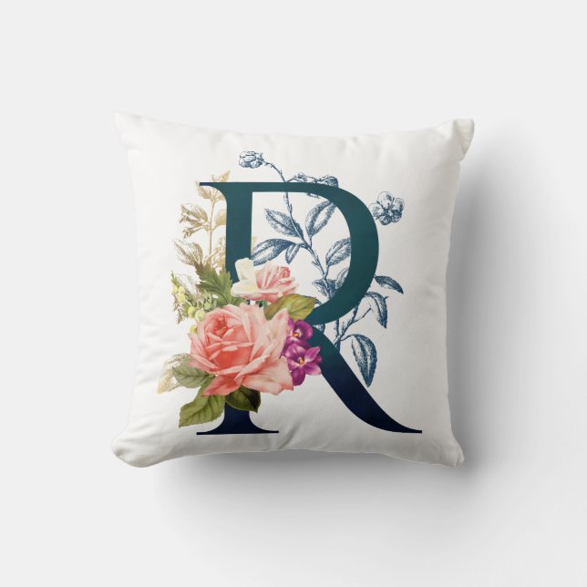 Almofada Rico Floral Monograma - Letra R (Frente)