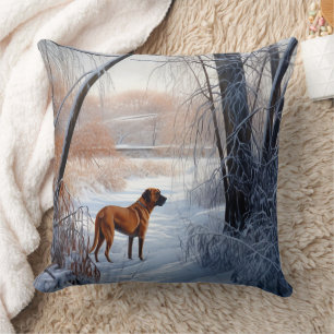 Almofada Ridgeback da Rodésia Deixou nevar o Natal