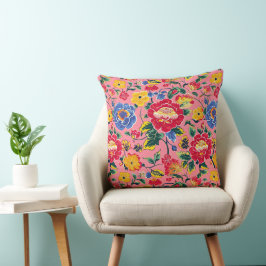 Almofada Riotous Pink Chinoierie Peony Floral Travesseiro d