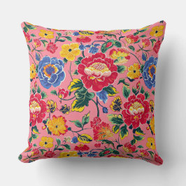 Almofada Riotous Pink Chinoierie Peony Floral Travesseiro d