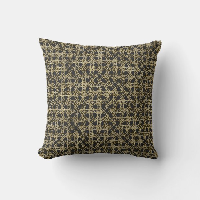 Almofada Riscado a Ouro Glamour Moderno Dourado (Frente)