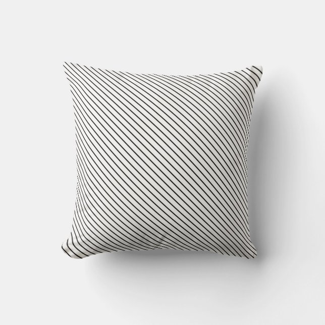 Almofada Riscas diagonais - branco e preto (Frente)