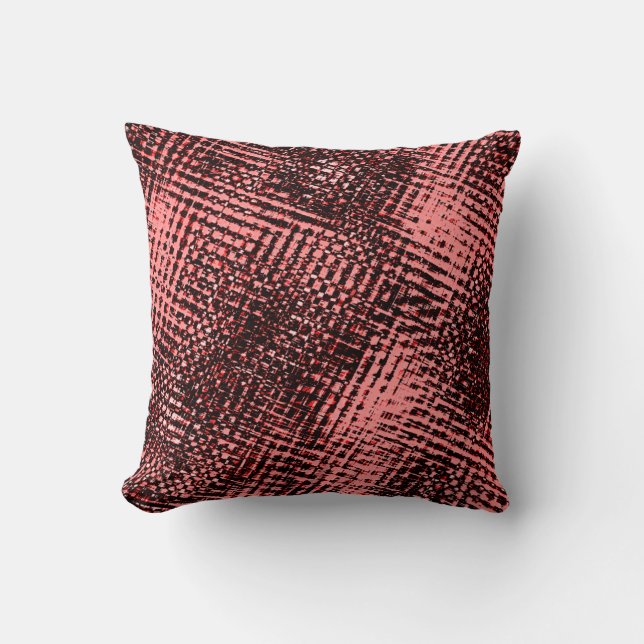 Almofada Riscos cruzados e borrões na cor pêssego ou salmão (Frente)