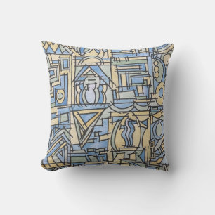 Almofada Ritmo Em Azul-Funky Geométrico Moderno