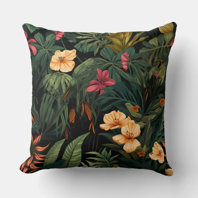 Almofada Roar & Explorar Botânica da Floresta Tropical (Frente)