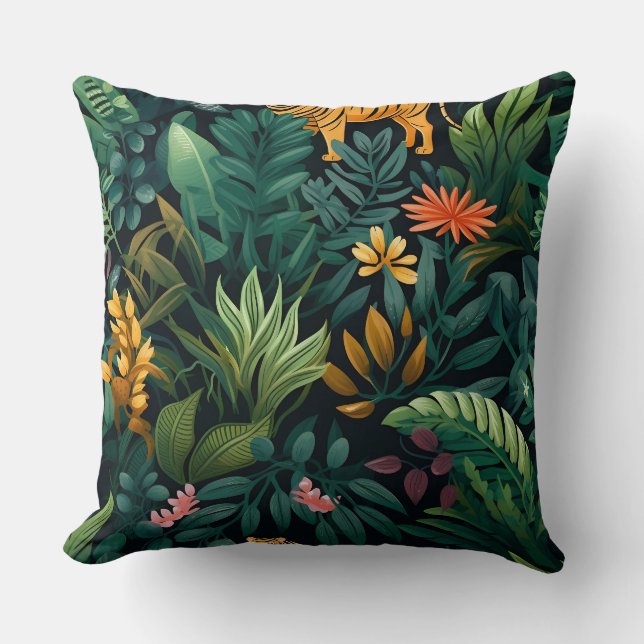 Almofada Roar & Explorar Botânica da Floresta Tropical (Frente)