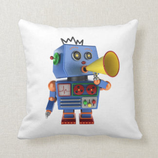 Almofada Robô azul do brinquedo com megafone