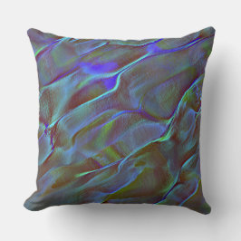 Almofada Rocha virtual em tom de cetim azul queimado e verd