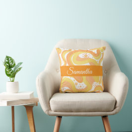 Almofada Rochas Laranja E Amarelo Com Pontos