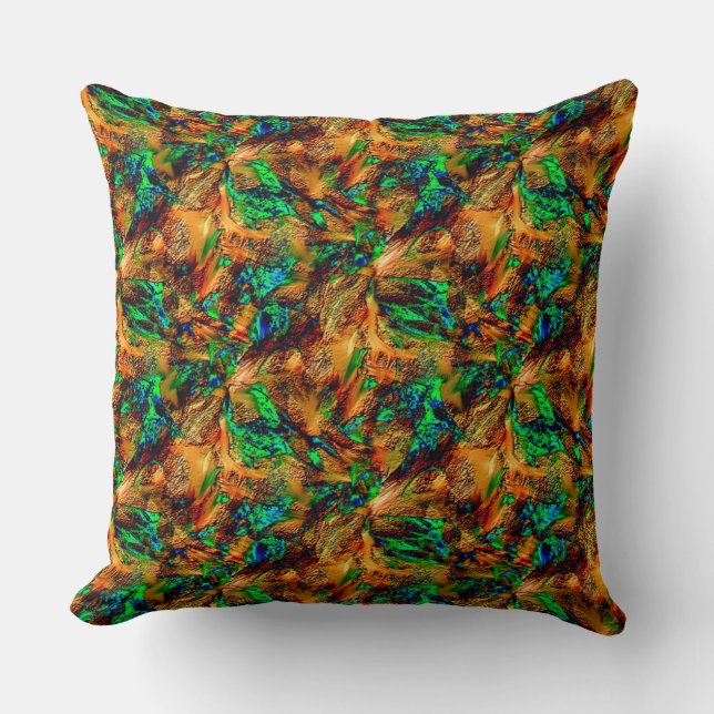 Almofada Rock muito rústico em amarelo queimado com ponto v (Frente)