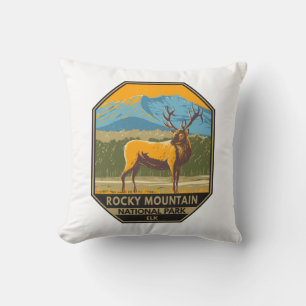 Almofada Rocky Mountain National Park Colorado Elk Vintage