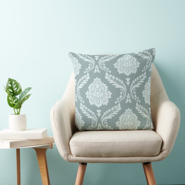Almofada Rococo Damask Off-Set Pattern Duck Egg Blue+Teal (Cadeira)