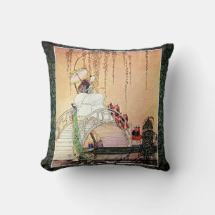 Almofada Rococo Princess andando num jardim de conto de fad