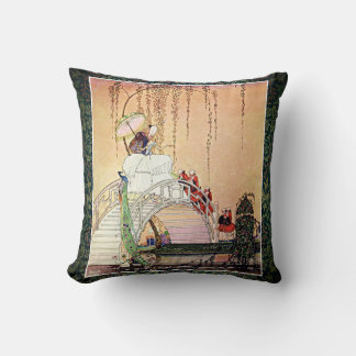 Almofada Rococo Princess andando num jardim de conto de fad