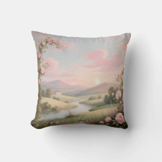 Almofada Rococo Rose River Landscape Mural