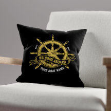 Roda De Navio Náutica Bem-Vindo A Bordo Preto E Do