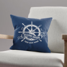 Roda De Navio Náutico Bem-Vindo a Bordo Azul Marin