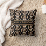 Almofada Roda Rústica de Madeira de Moda Antiga<br><div class="desc">Apresentando meu design do Tema da Farmhouse, uma combinação perfeita de encanto retrô e rústico. Este travesseiro decorativo aconchegante apresenta um fundo negro adornada com engrenagens elegantes e antiquadas, fazer-o como uma peça sobressalente em qualquer decoração caseira. Ideal para famílias, casais, recém-casados, e qualquer um que aprecie o estilo do...</div>