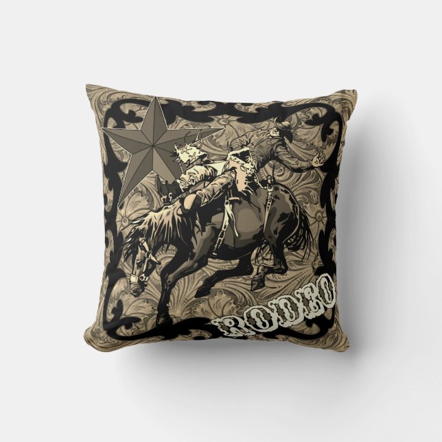 Almofada Rodeo Cowboy Bareback Bronc Rider Travesseiro deco (Frente)