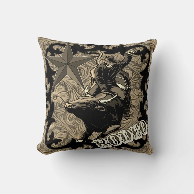Almofada Rodeo Cowboy Bull Travesseiro decorativo (Frente)