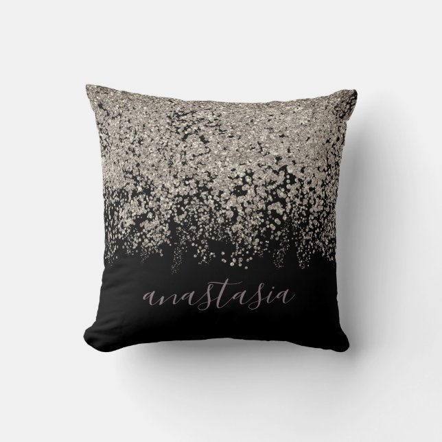 Almofada Rojão Roxo Lavanda  Glittery Sparkling Script (Frente)
