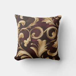 Almofada Rolagem Barroco Dourada sobre Borgonha