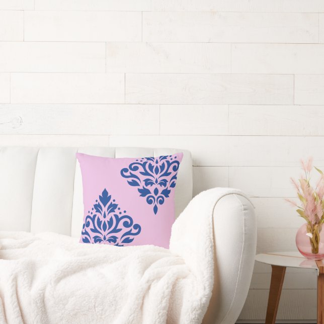 Almofada Rolar Damask Art I Blue em rosa (Sofá)