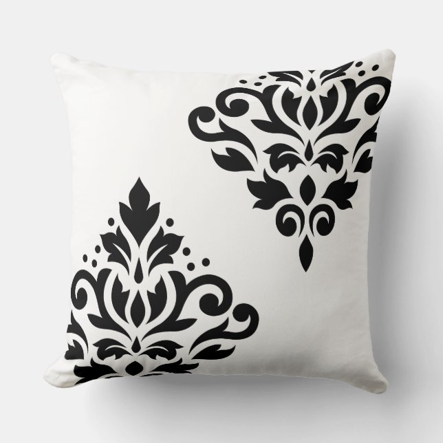 Almofada Rolar Damask Art Ib 2Way Black & White (Frente)