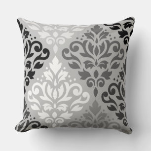 Almofada Rolar Damask Lg Ptn Art BW & Grays