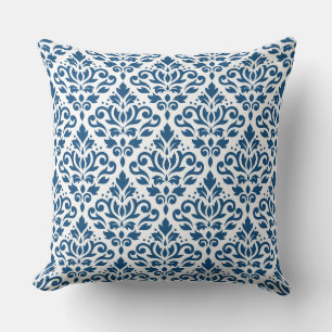 Almofada Rolar o Damask Big Ptn Dk Blue em branco