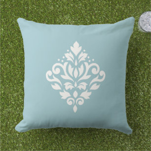 Almofada Rolar o Damask White em Azul