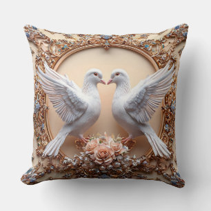 Almofada Rolos de casamento pombas amor aves românticas