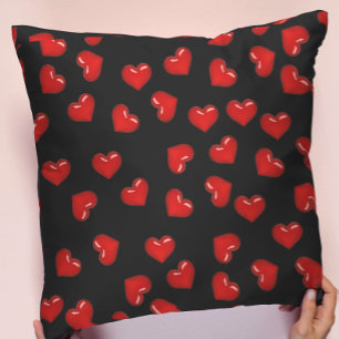 Almofada Romance químico: Padrão de corações vermelhos em p