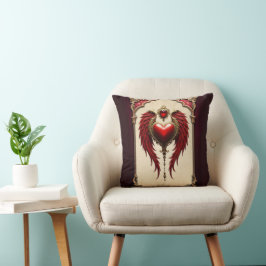 Almofada Romance venenoso com coração e asas.