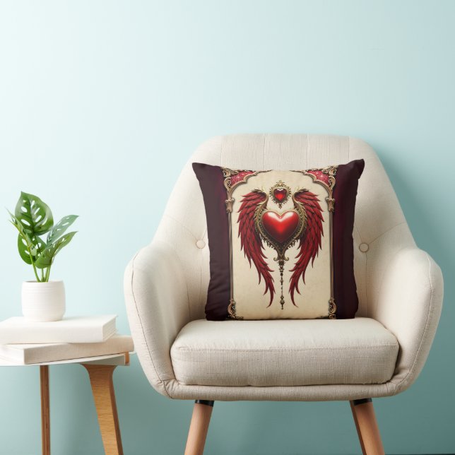 Almofada Romance venenoso com coração e asas. (Cadeira)